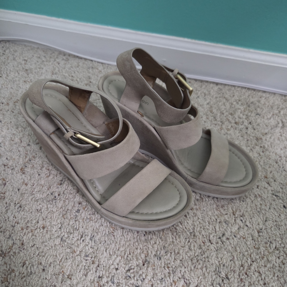 Calvin Klein Taupe Wedge Sandals